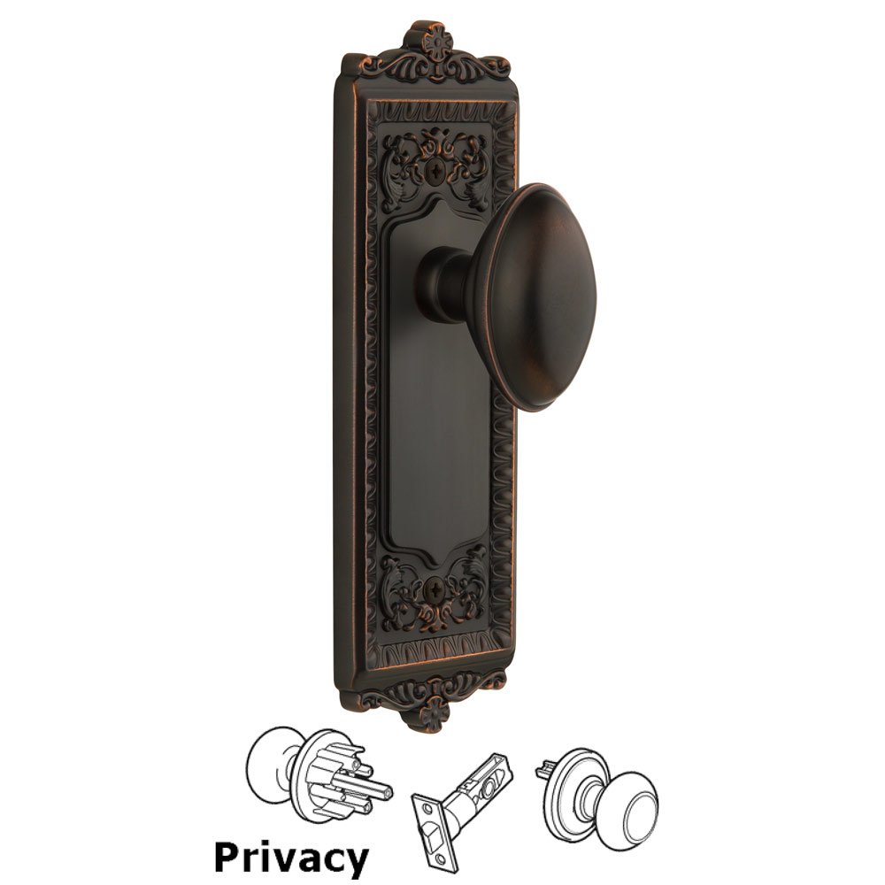 Windsor Plate Privacy with Eden Prairie knob in Timeless Bronze