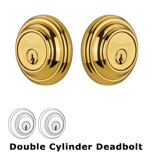 Grandeur Double Cylinder Deadbolt with Georgetown Plate in Lifetime Brass