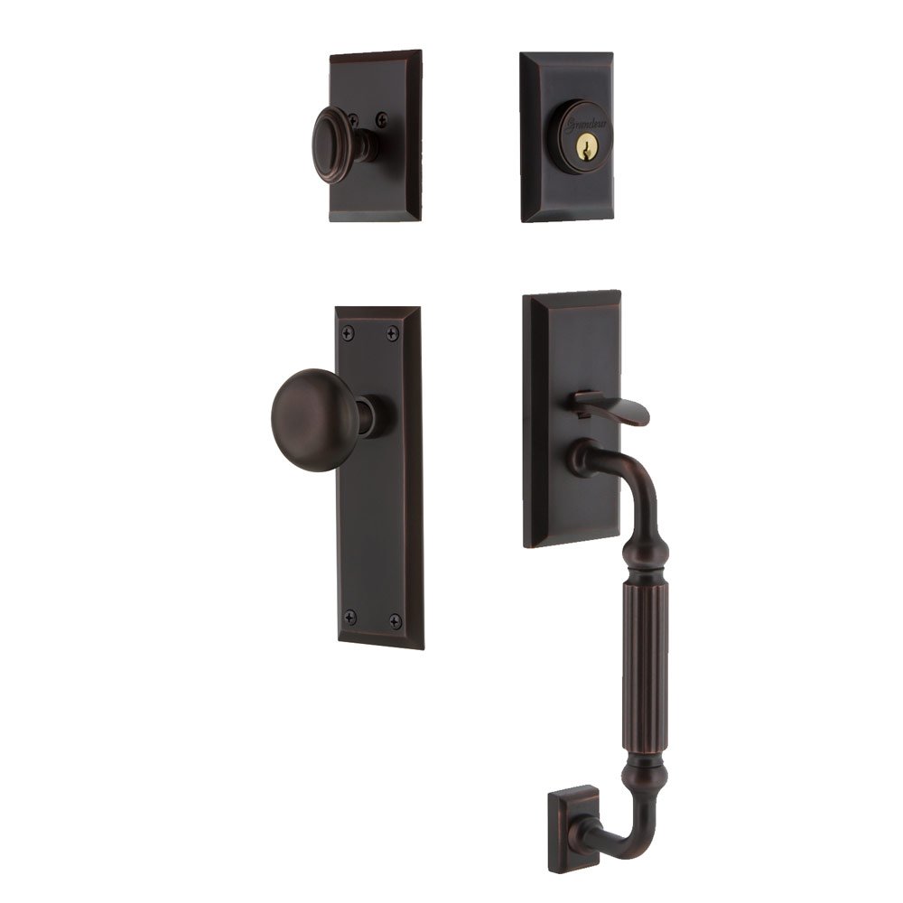 Fifth Avenue Plate F Grip Entry Set Fifth Avenue Knob in Timeless Bronze