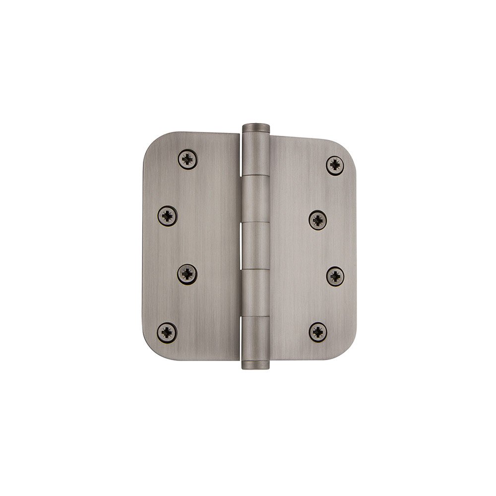 4" Button Tip Residential Hinge with 5/8" Radius Corners in Antique Pewter