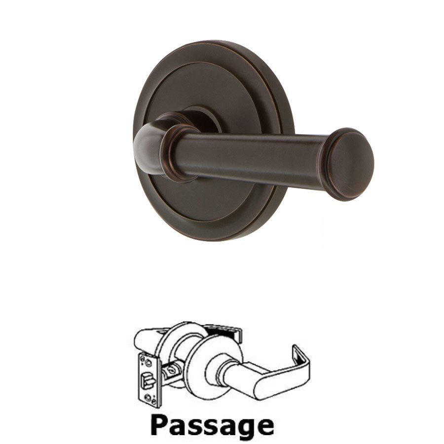 Passage Circulaire Rosette with Georgetown Right Handed Lever in Timeless Bronze