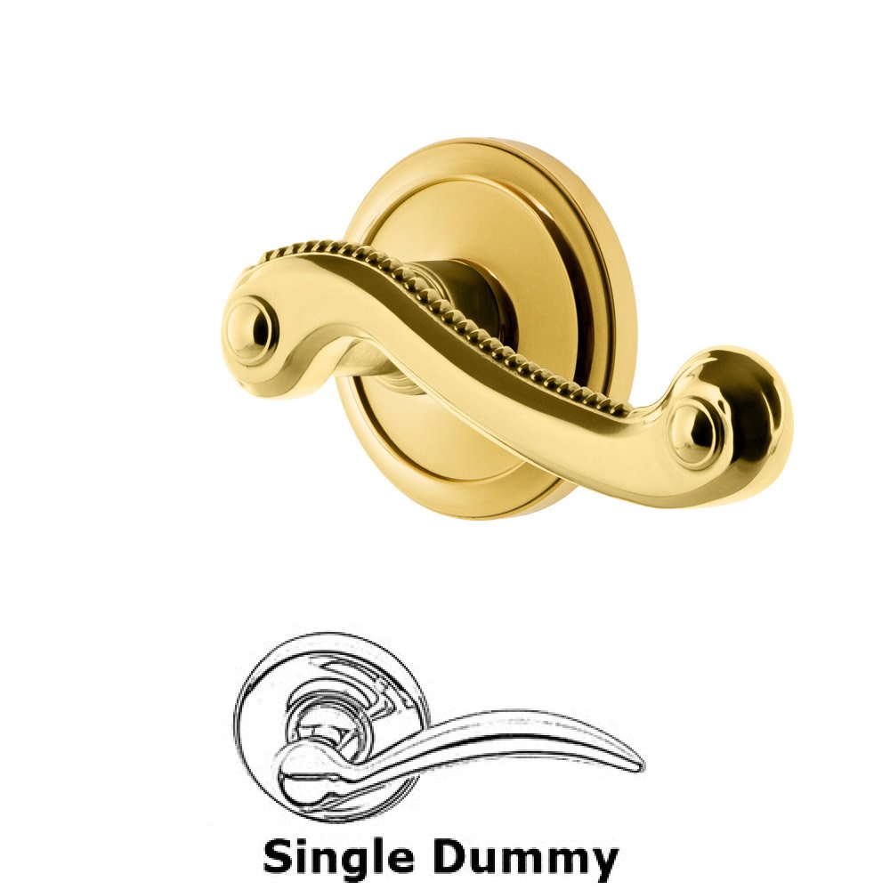 Single Dummy Circulaire Rosette with Newport Right Handed Lever in Polished Brass