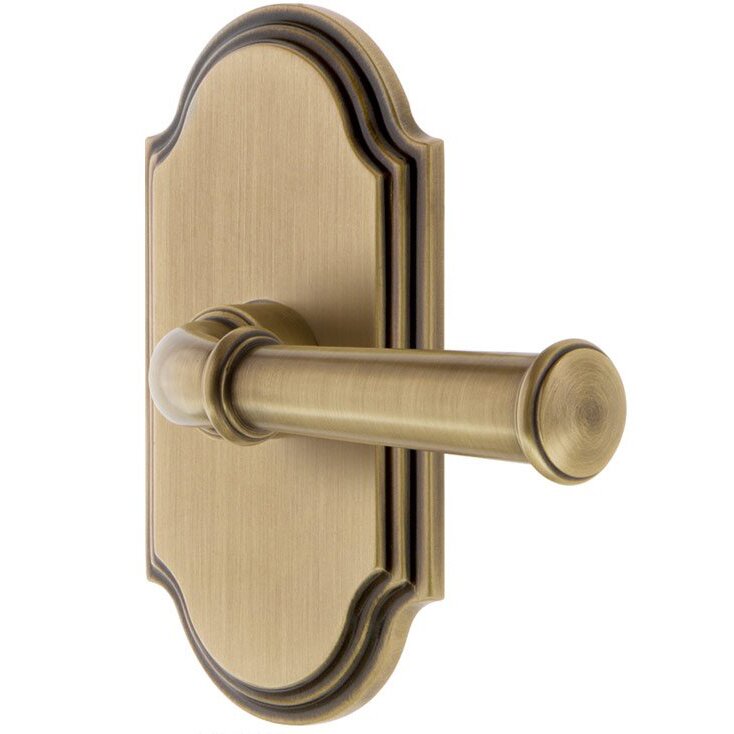 Passage Arc Plate with Georgetown Left Handed Lever in Vintage Brass