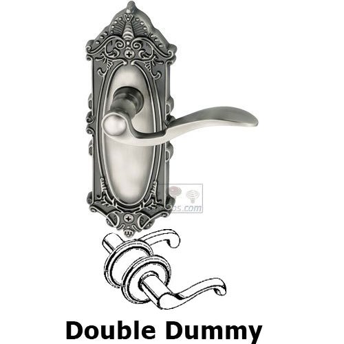 Double Dummy Lever - Grande Victorian Plate with Bellagio Door Lever in Antique Pewter