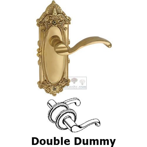 Double Dummy Lever - Grande Victorian Plate with Portofino Door Lever in Polished Brass
