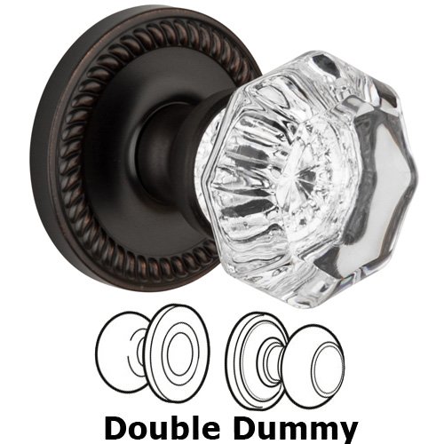 Double Dummy Knob - Newport Rosette with Chambord Crystal Door Knob in Timeless Bronze