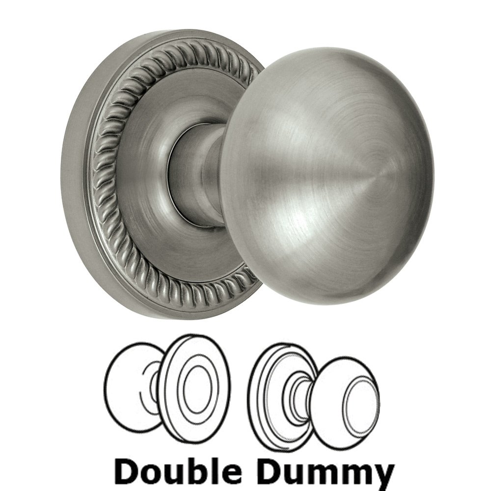 Double Dummy Knob - Newport Rosette with Fifth Avenue Door Knob in Satin Nickel