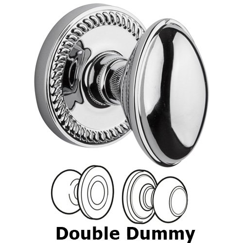 Double Dummy Knob - Newport Rosette with Eden Prairie Door Knob in Bright Chrome