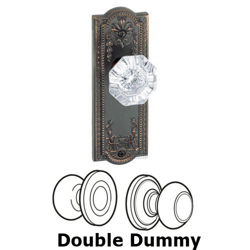 Double Dummy Knob - Parthenon Plate with Chambord Crystal Door Knob in Timeless Bronze