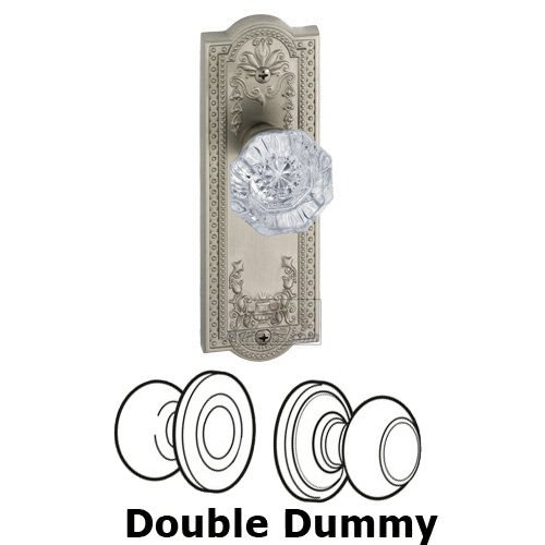 Double Dummy Knob - Parthenon Plate with Chambord Crystal Door Knob in Satin Nickel