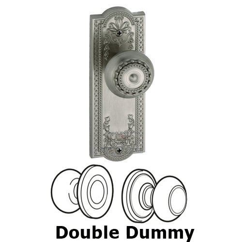 Double Dummy Knob - Parthenon Plate with Parthenon Door Knob in Satin Nickel