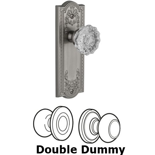 Double Dummy Knob - Parthenon Plate with Fontainebleau Crystal Door Knob in Satin Nickel