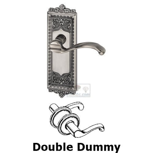 Double Dummy Windsor Plate with Right Handed Portofino Door Lever in Antique Pewter