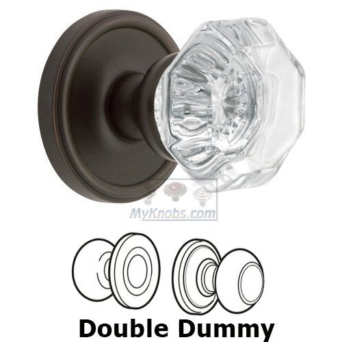 Double Dummy Knob - Georgetown Rosette with Chambord Crystal Door Knob in Timeless Bronze
