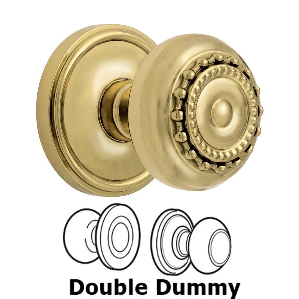 Double Dummy Knob - Georgetown Rosette with Parthenon Door Knob in Polished Brass