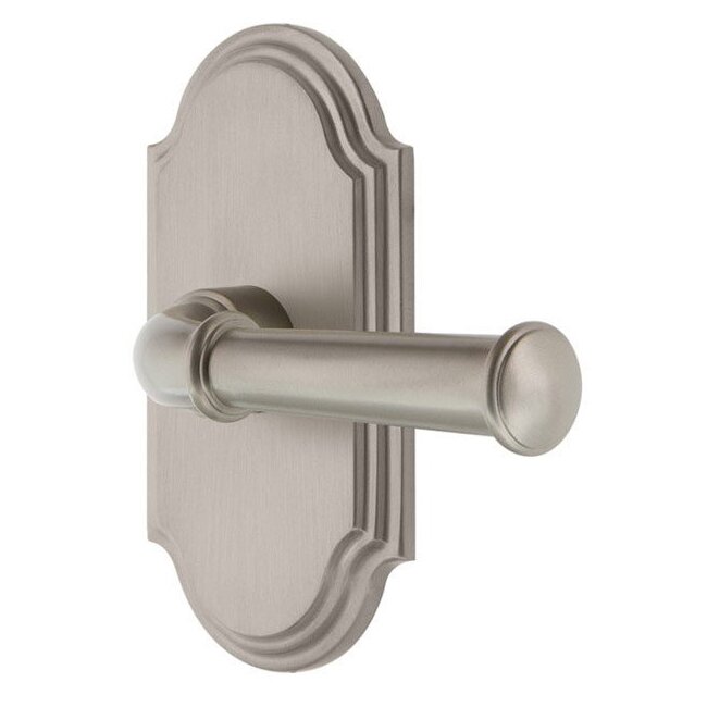 Privacy Arc Plate with Georgetown Right Handed Lever in Satin Nickel
