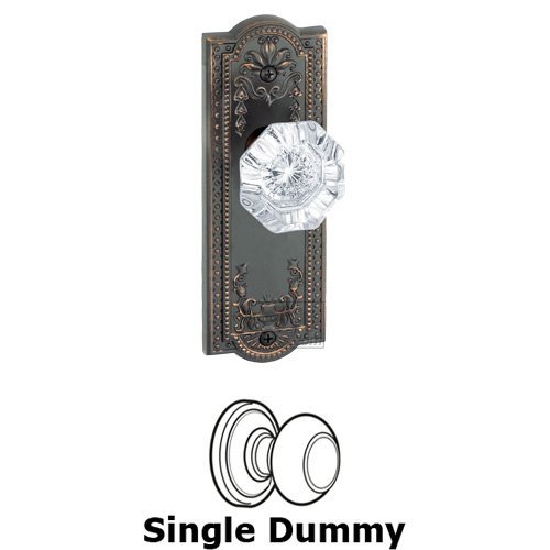 Single Dummy Knob - Parthenon Plate with Chambord Crystal Door Knob in Timeless Bronze