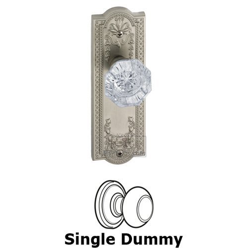 Single Dummy Knob - Parthenon Plate with Chambord Crystal Door Knob in Satin Nickel