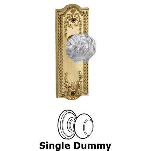 Single Dummy Knob - Parthenon Plate with Chambord Crystal Door Knob in Polished Brass