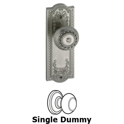 Single Dummy Knob - Parthenon Plate with Parthenon Door Knob in Satin Nickel