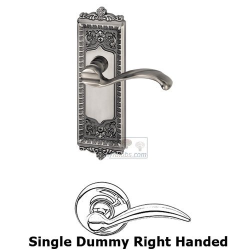 Single Dummy Windsor Plate with Right Handed Portofino Door Lever in Antique Pewter