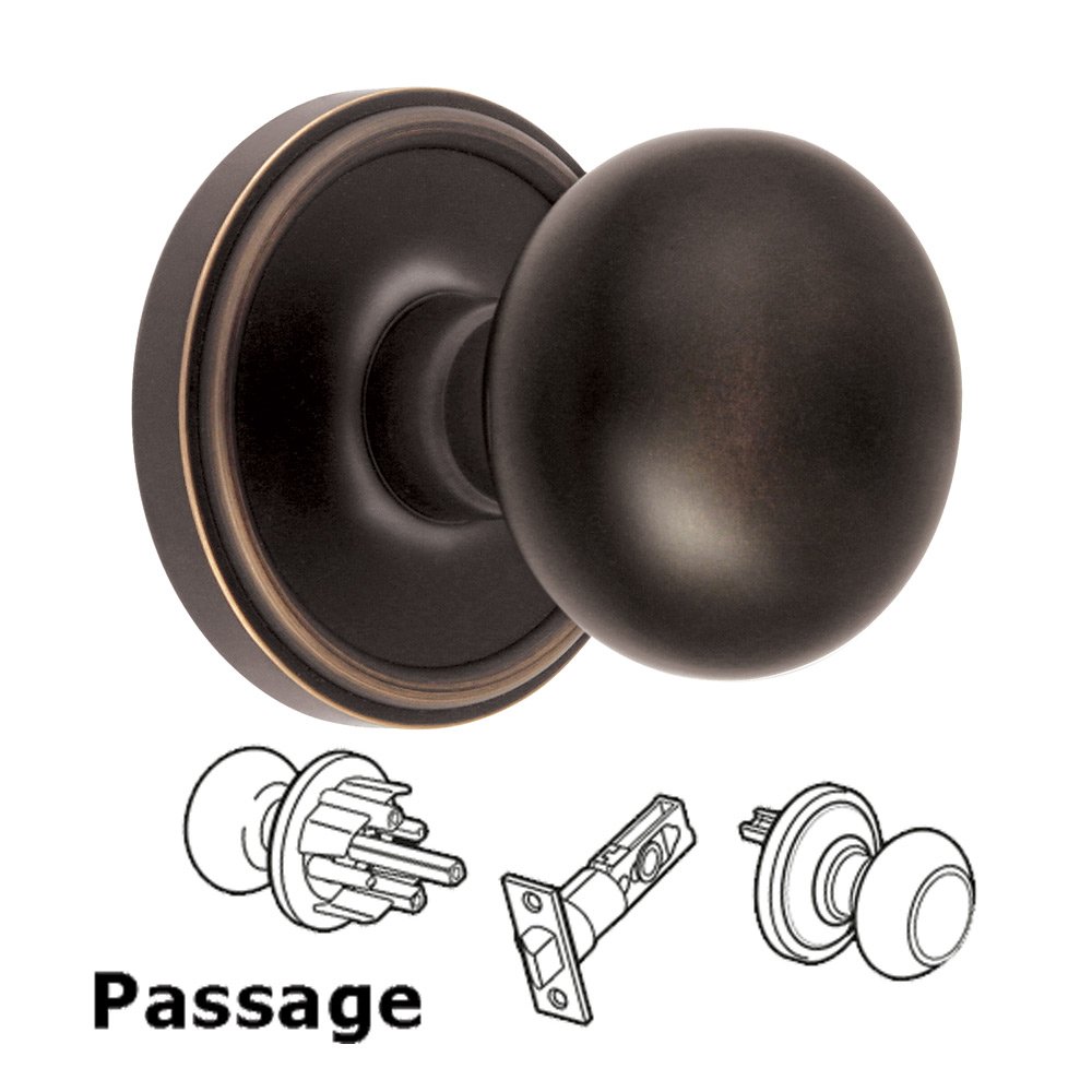 Passage Knob - Georgetown Rosette with Fifth Avenue Door Knob in Timeless Bronze