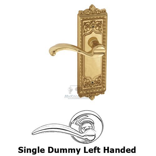 Single Dummy Windsor Plate with Left Handed Portofino Door Lever in Polished Brass