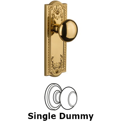 Single Dummy Knob - Parthenon Plate with Fifth Avenue Door Knob in Lifetime Brass