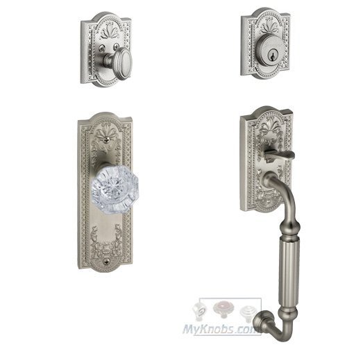 Parthenon with "F" Grip and Chambord Crystal Knob in Satin Nickel