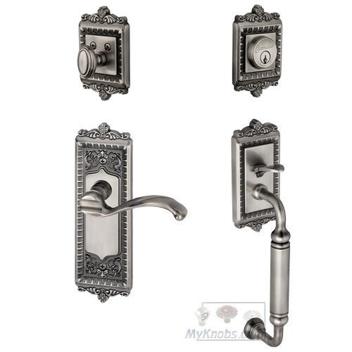 Windsor with "C" Grip and Portofino Left Handed Lever in Antique Pewter