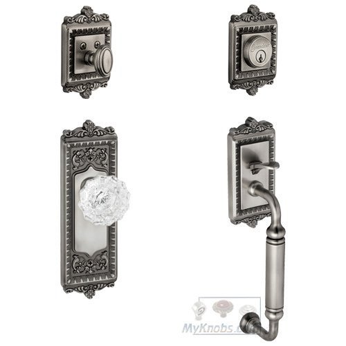Windsor with "C" Grip and Versailles Crystal Knob in Antique Pewter