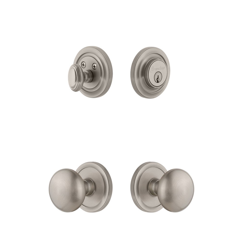 Handleset - Circulaire Rosette With Fifth Avenue Knob & Matching Deadbolt In Satin Nickel