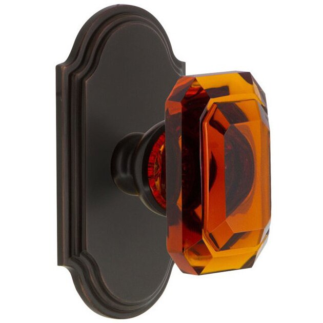 Arc - Passage Knob with Baguette Amber Crystal Knob in Timeless Bronze