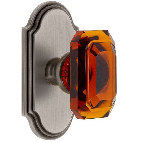 Arc - Dummy Knob with Baguette Amber Crystal Knob in Antique Pewter