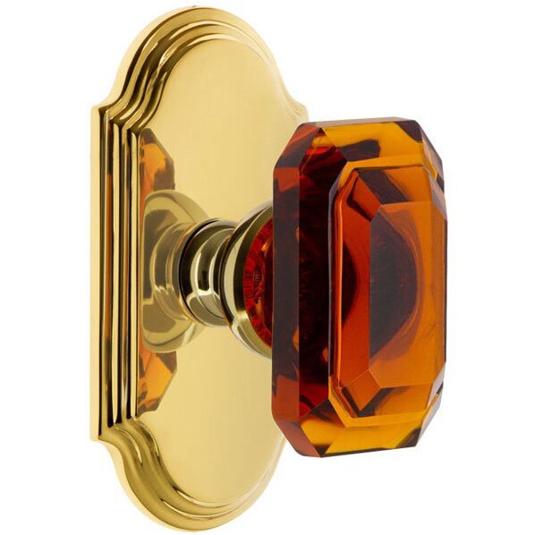 Arc - Dummy Knob with Baguette Amber Crystal Knob in Lifetime Brass