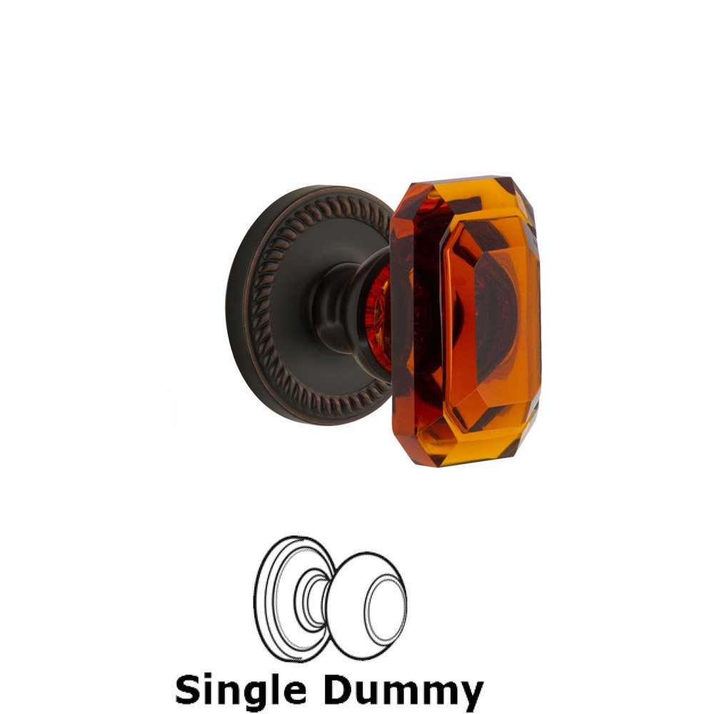 Newport - Dummy Knob with Baguette Amber Crystal Knob in Timeless Bronze