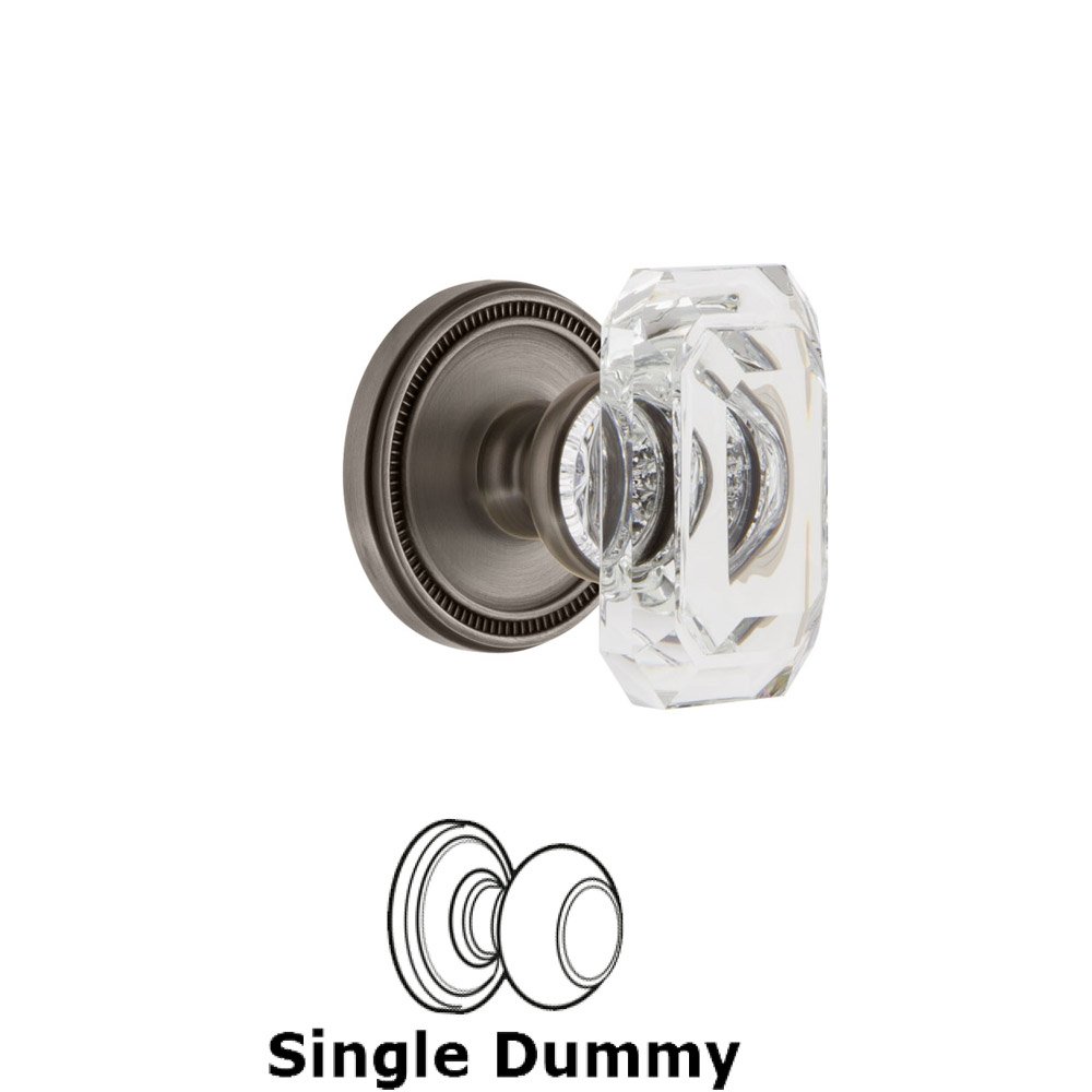 Soleil - Dummy Knob with Baguette Clear Crystal Knob in Antique Pewter
