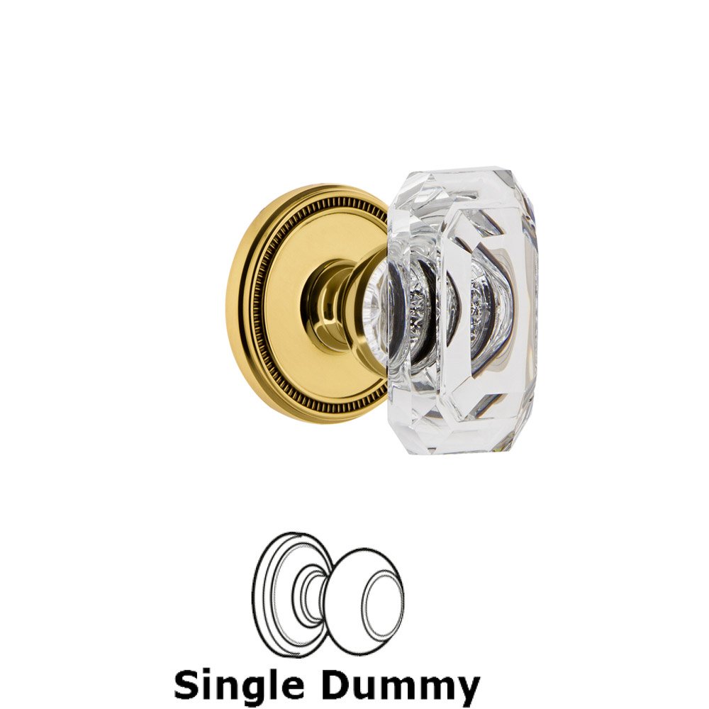 Soleil - Dummy Knob with Baguette Clear Crystal Knob in Lifetime Brass