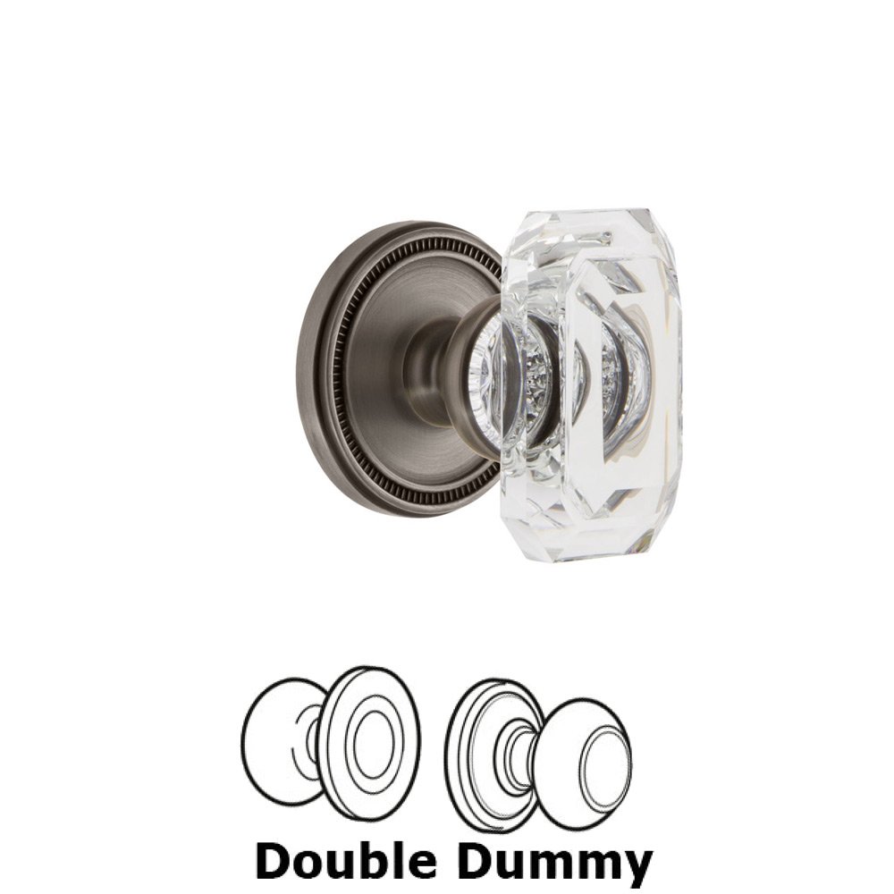 Soleil - Double Dummy Knob with Baguette Clear Crystal Knob in Antique Pewter