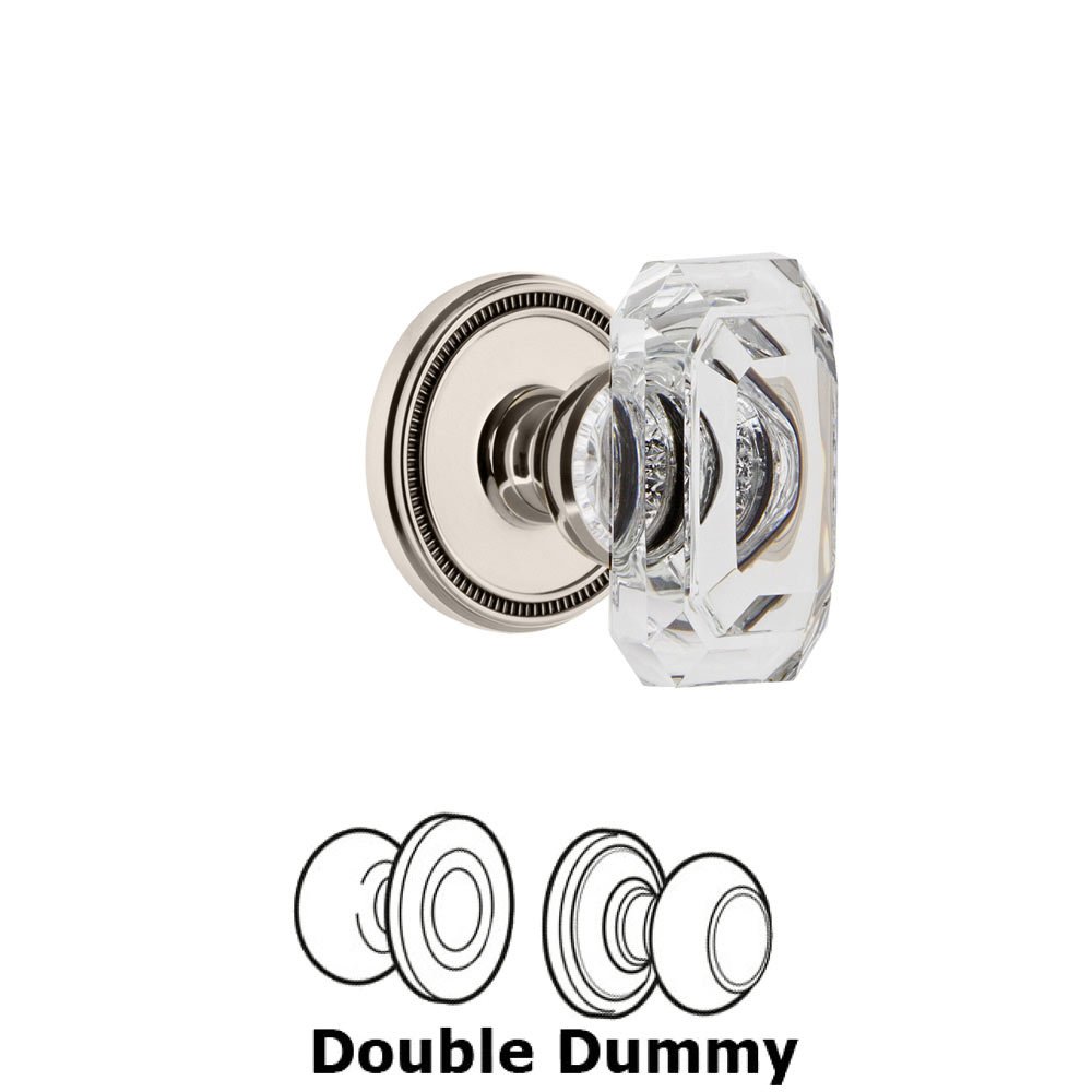 Soleil - Double Dummy Knob with Baguette Clear Crystal Knob in Polished Nickel