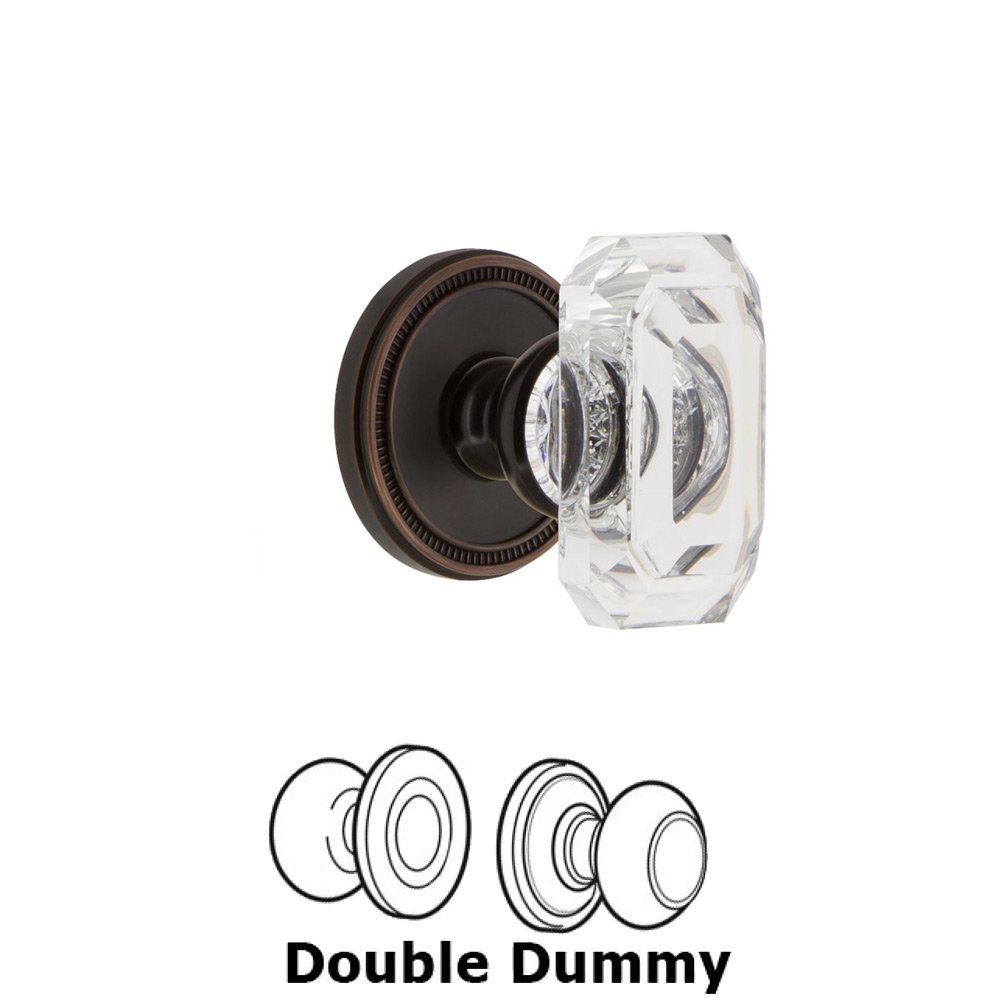 Soleil - Double Dummy Knob with Baguette Clear Crystal Knob in Timeless Bronze