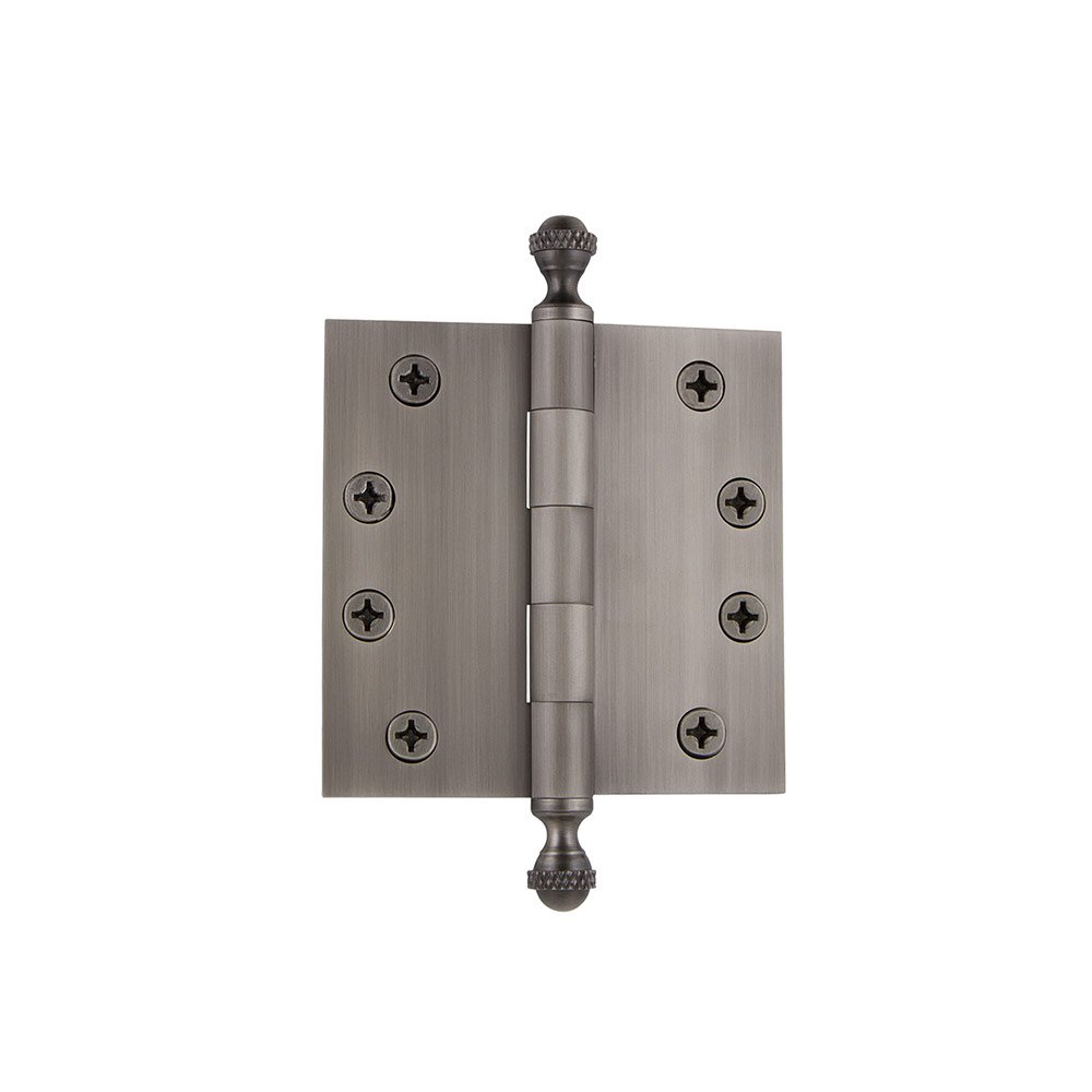 4" Acorn Tip Heavy Duty Hinge with Square Corners in Antique Pewter