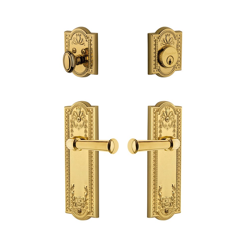 Parthenon Plate With Georgetown Lever & Matching Deadbolt In Lifetime Brass