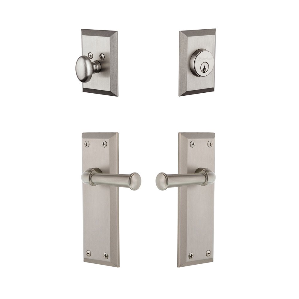 Fifth Avenue Plate With Georgetown Lever & Matching Deadbolt In Satin Nickel