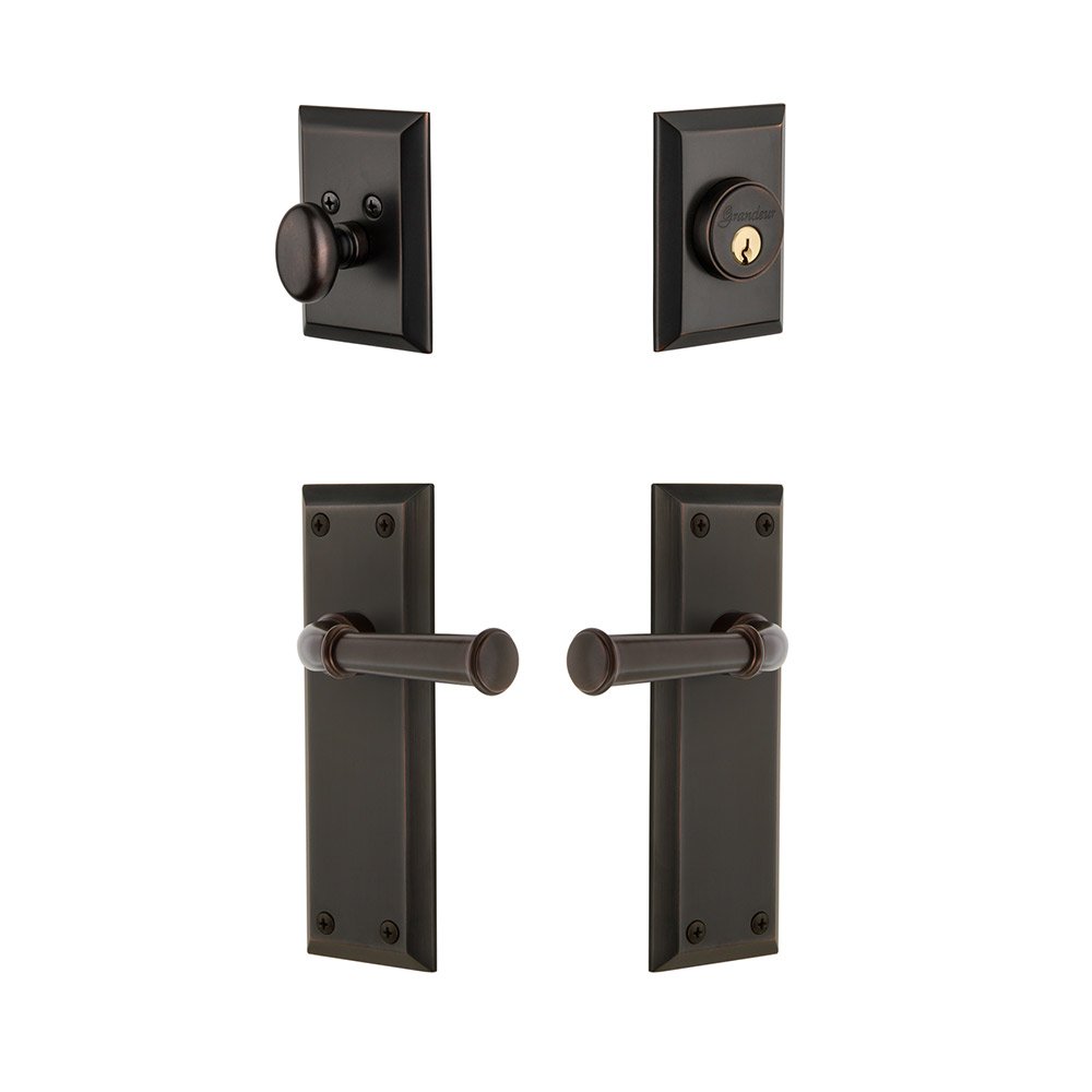 Fifth Avenue Plate With Georgetown Lever & Matching Deadbolt In Timeless Bronze