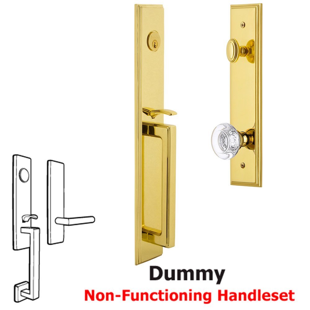 One-Piece Dummy Handleset with D Grip and Bordeaux Knob in Lifetime Brass