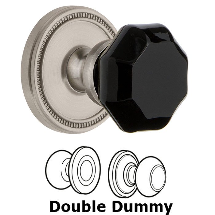 Double Dummy - Soleil Rosette with Black Lyon Crystal Knob in Satin Nickel