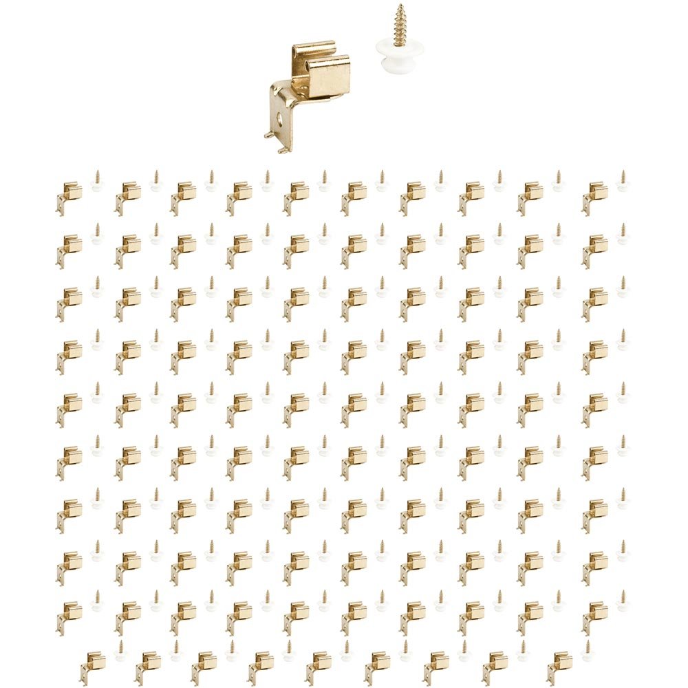 (100 PACK) Button Catch, L Mount in Polished Brass