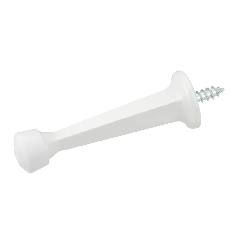 Solid Door Stop with Fixed Screw Attachment in White