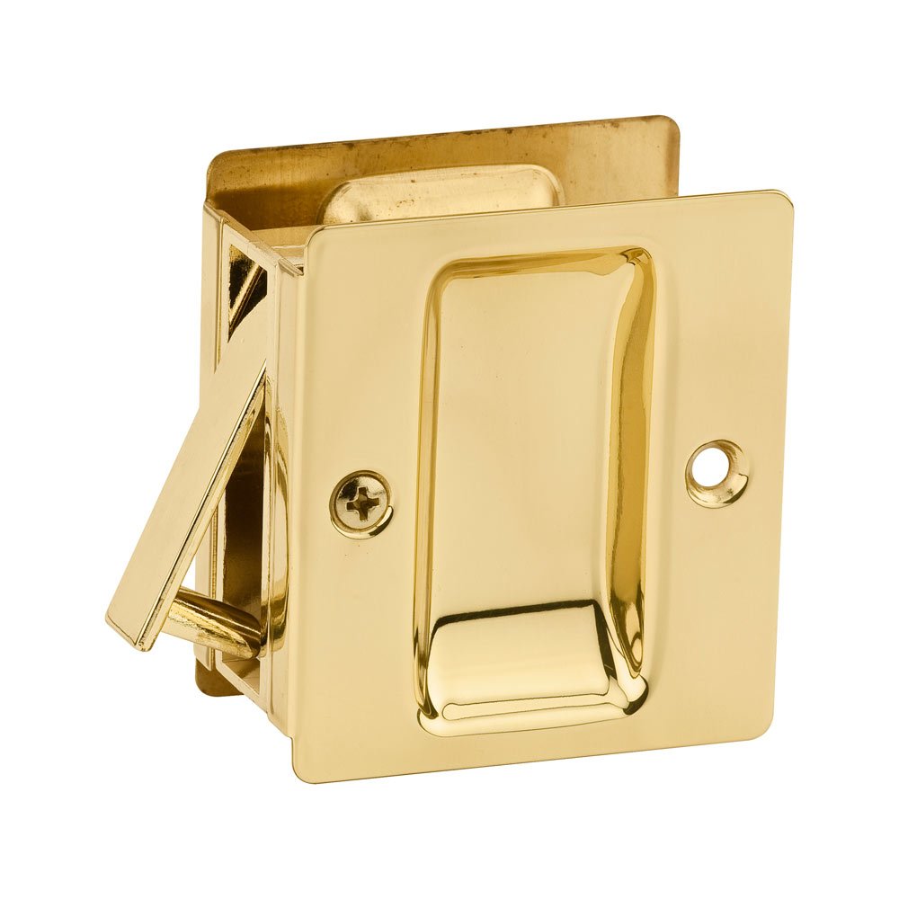 Pocket Door Locks Square Passage Pocket Door Lock in Bright Brass